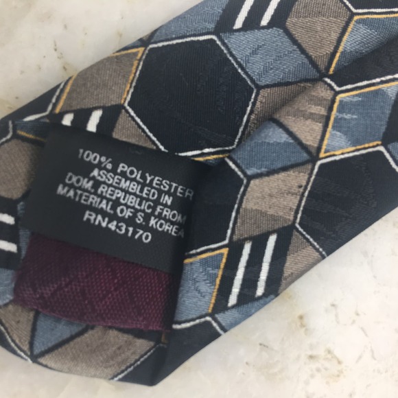 GEOMETRIC BLACK GRAY TAN NECKTIE - Picture 6 of 6